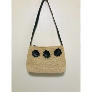 Villager Crossbody Woven Bag with Flower Accents